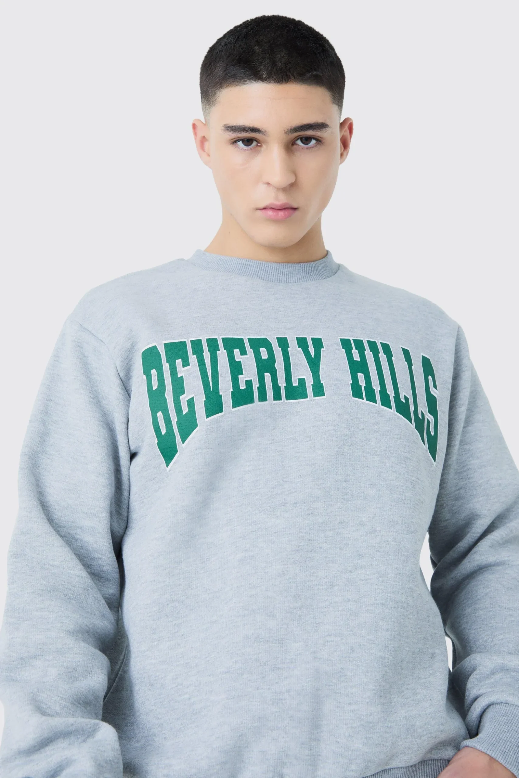 Beverley Hills Varsity Sweatshirt | BoohooMAN UK
