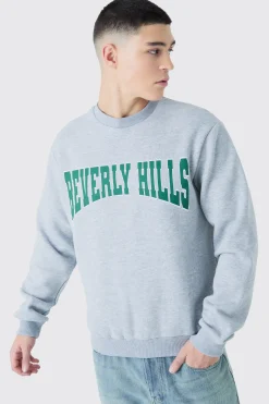 Beverley Hills Varsity Sweatshirt | BoohooMAN UK