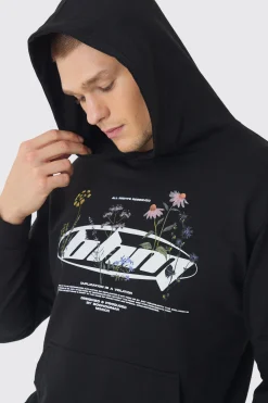BHM Floral Print Hoodie | BoohooMAN UK