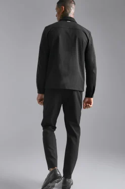 Black Nylon Technical Jacket And Trouser Set | BoohooMAN UK