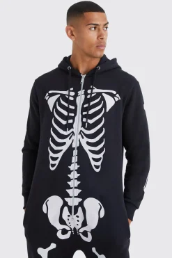 Black Skeleton Onesie | BoohooMAN UK