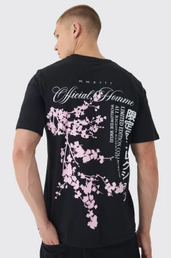 Blossom Back Printed T-Shirt | BoohooMAN UK