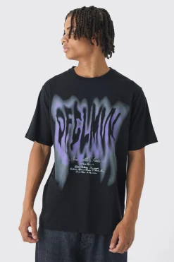 Blurred Gothic Print T-Shirt | BoohooMAN UK