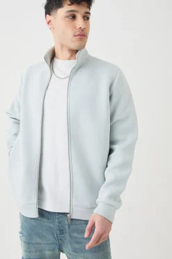 Bonded Scuba Funnel Neck Overshirt | BoohooMAN UK