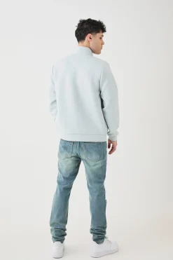 Bonded Scuba Funnel Neck Overshirt | BoohooMAN UK