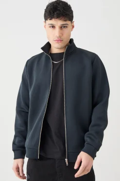 Bonded Scuba Funnel Neck Overshirt | BoohooMAN UK