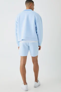 Bonded Scuba Harrington & Short Set | BoohooMAN UK