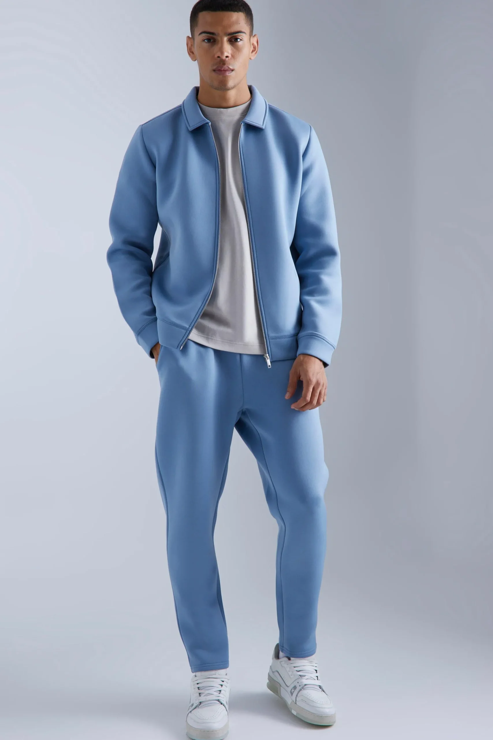 Bonded Scuba Harrington Set | BoohooMAN UK