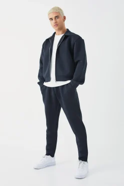 Bonded Scuba Harrington Set | BoohooMAN UK