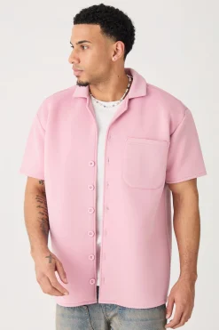 Bonded Scuba Oversized Shirt | BoohooMAN UK