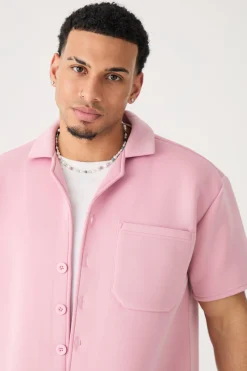 Bonded Scuba Oversized Shirt | BoohooMAN UK