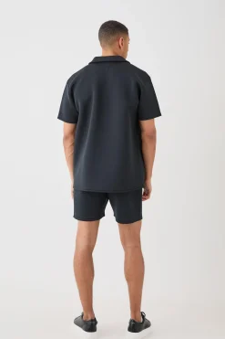 Bonded Scuba Oversized Shirt | BoohooMAN UK