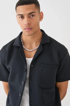 Bonded Scuba Oversized Shirt | BoohooMAN UK