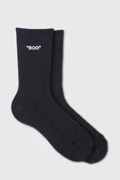 Boo Embroidered Socks | BoohooMAN UK