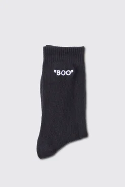 Boo Embroidered Socks | BoohooMAN UK