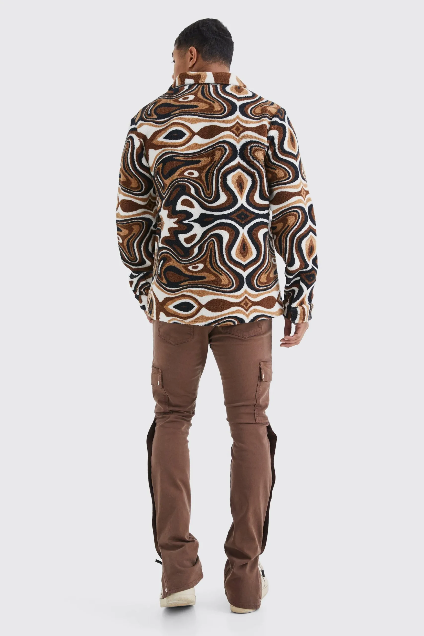 Borg Abstract Pocket Overshirt | BoohooMAN UK