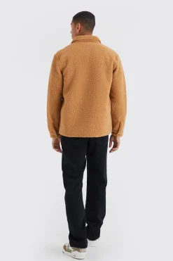 Borg Patch Pocket Utility Overshirt | BoohooMAN UK