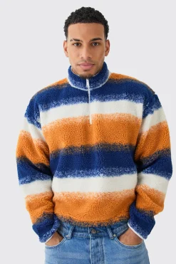 Borg Quarter Zip Shirt | BoohooMAN UK