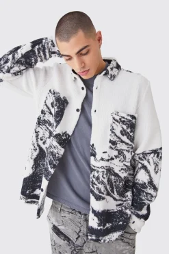 Borg Simple Mountain Overshirt | BoohooMAN UK