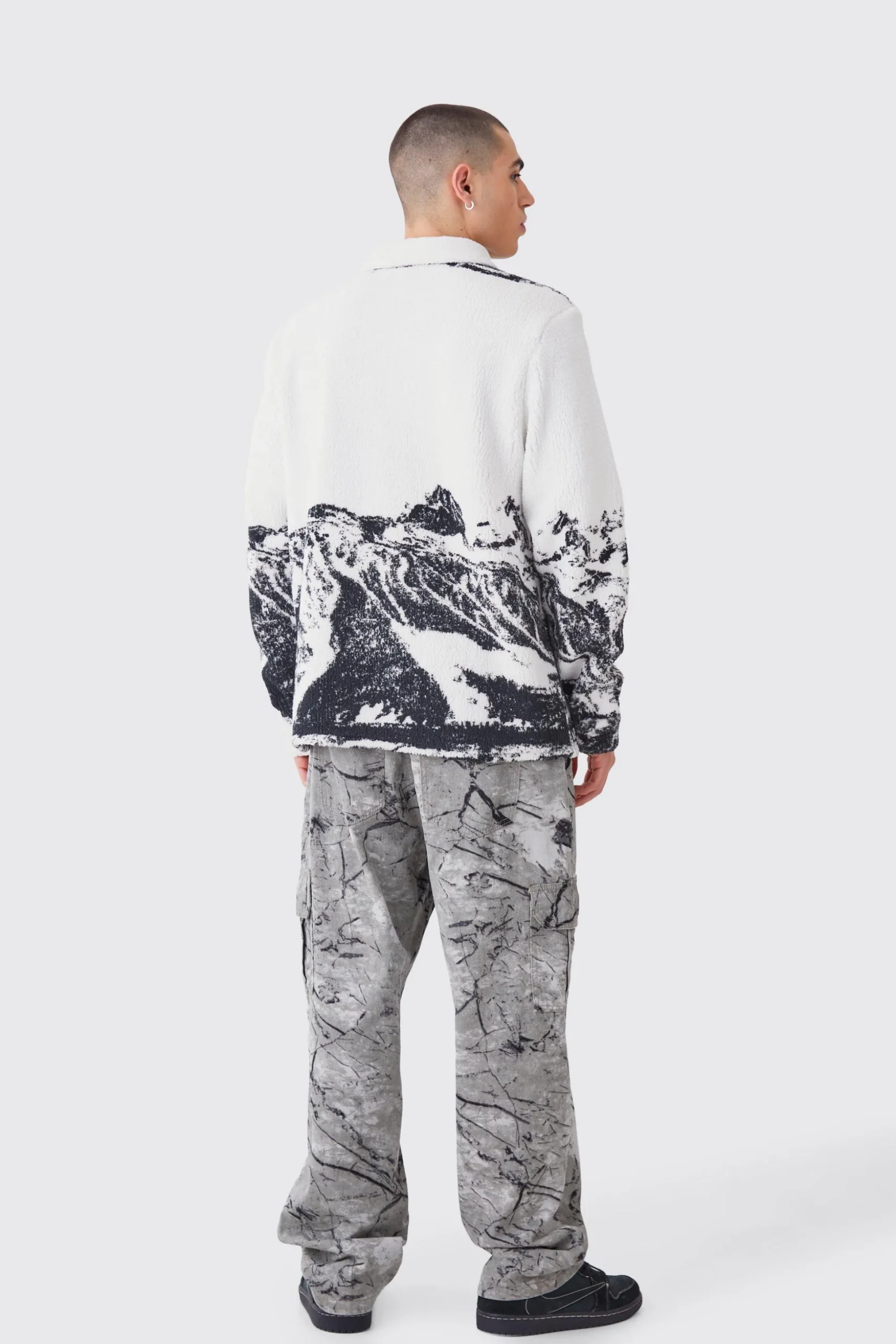 Borg Simple Mountain Overshirt | BoohooMAN UK