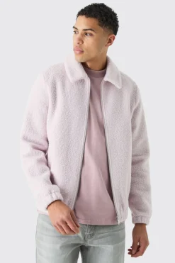 Boucle Borg Harrington Jacket | BoohooMAN UK