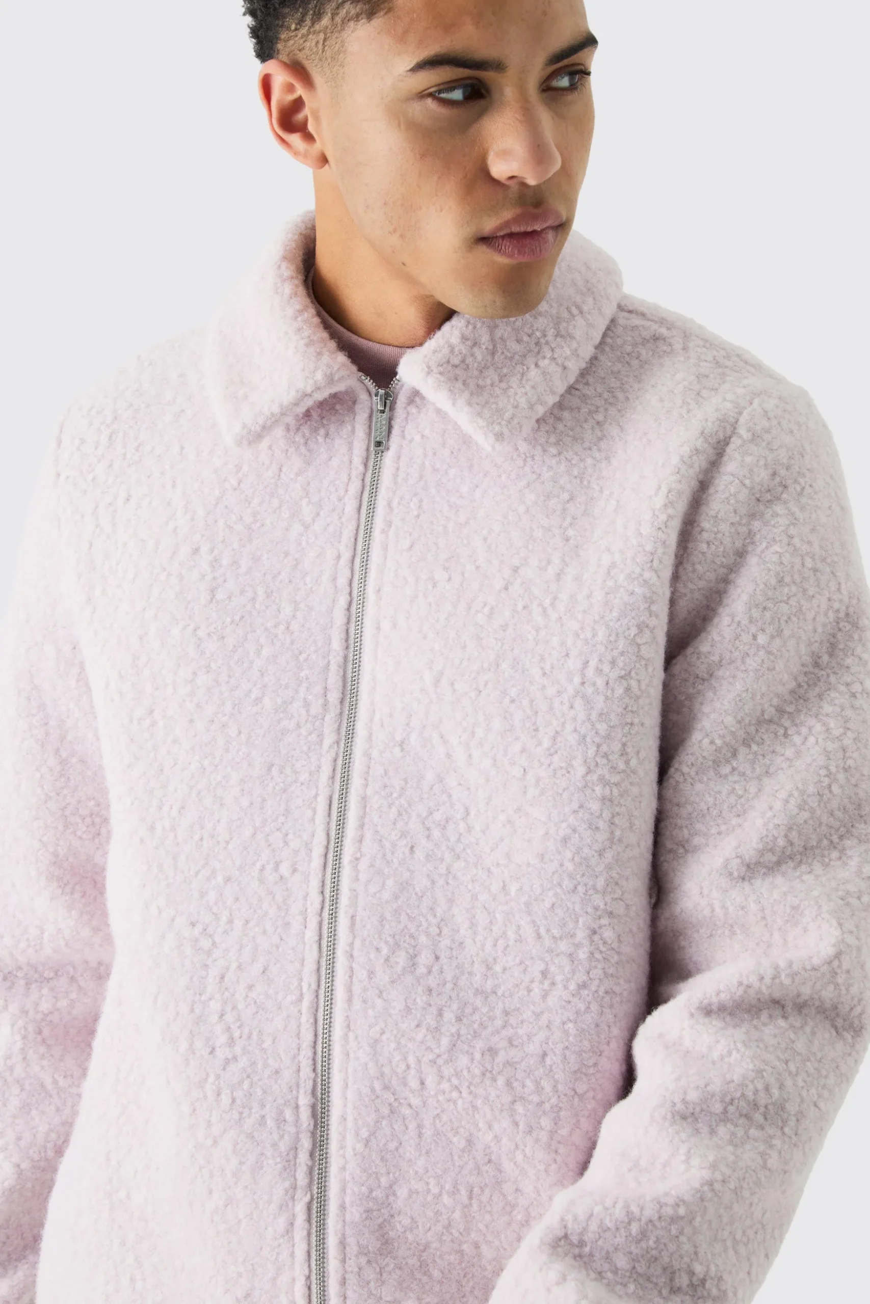 Boucle Borg Harrington Jacket | BoohooMAN UK