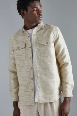 Boucle Heavyweight Patch Pocket Overshirt | BoohooMAN UK