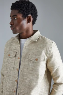 Boucle Heavyweight Patch Pocket Overshirt | BoohooMAN UK