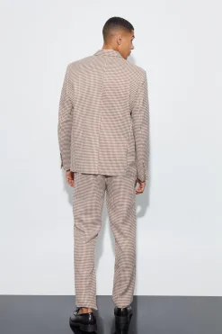 Boucle Houndstooth Oversized Blazer | BoohooMAN UK