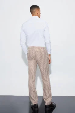 Boucle Houndstooth Straight Fit Trousers | BoohooMAN UK