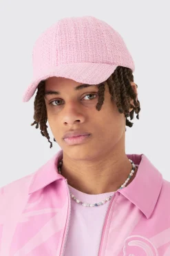 Boucle Texture Cap In Pastel Pink | BoohooMAN UK