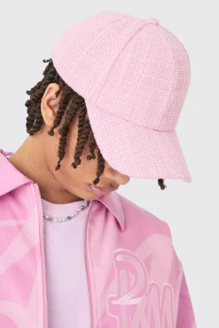 Boucle Texture Cap In Pastel Pink | BoohooMAN UK