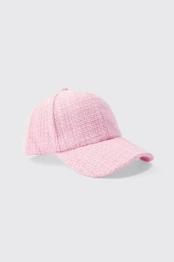 Boucle Texture Cap In Pastel Pink | BoohooMAN UK