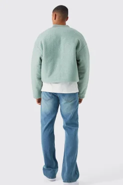Boucle Textured Padded Bomber | BoohooMAN UK