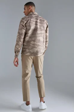 Boucle Tonal Camo Patch Pocket Overshirt | BoohooMAN UK