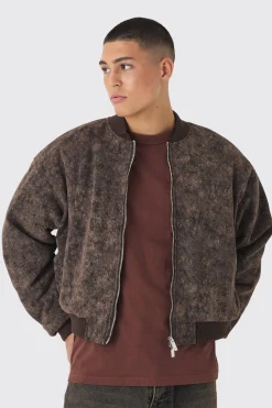 Boxy Acid Wash Bomber | BoohooMAN UK