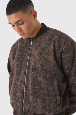 Boxy Acid Wash Bomber | BoohooMAN UK