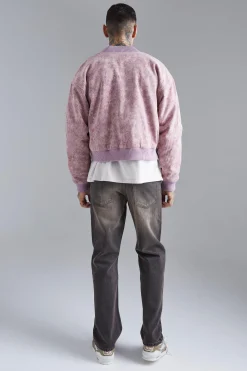 Boxy Acid Wash Bomber | BoohooMAN UK