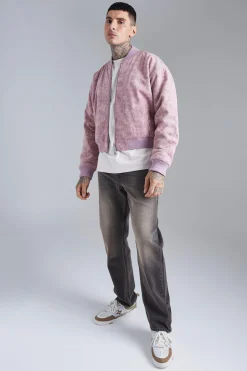 Boxy Acid Wash Bomber | BoohooMAN UK