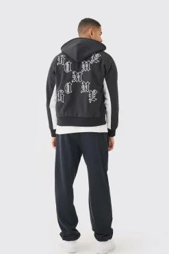 Boxy Applique Tape Detail Jersey Varisty Jacket | BoohooMAN UK