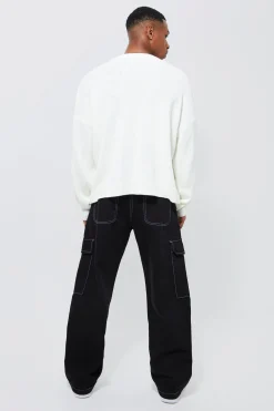 Boxy B Knitted Jumper | BoohooMAN UK