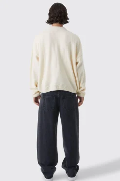Boxy Bm Brushed Knitted Jumper | BoohooMAN UK