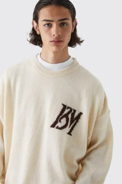 Boxy Bm Brushed Knitted Jumper | BoohooMAN UK