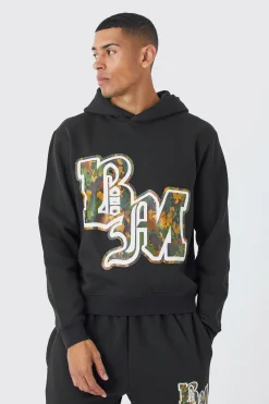 Boxy Bm Camo Print Hoodie | BoohooMAN UK