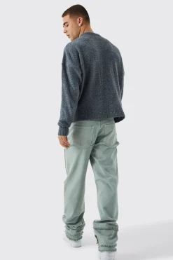 Boxy Boucle Knit Extended Neck Jumper | BoohooMAN UK