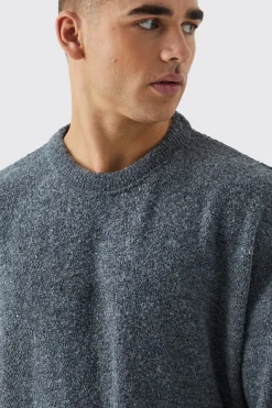Boxy Boucle Knit Extended Neck Jumper | BoohooMAN UK