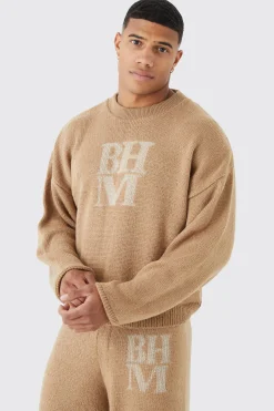 Boxy Brushed Bhm Knitted Jumper | BoohooMAN UK