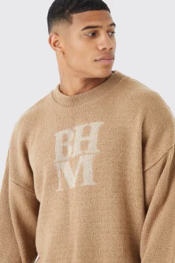 Boxy Brushed Bhm Knitted Jumper | BoohooMAN UK