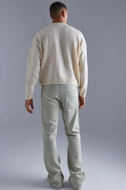 Boxy Brushed Extended Neck Knitted Jumper | BoohooMAN UK