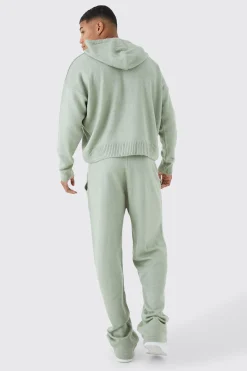 Boxy Brushed Knitted Hoodie | BoohooMAN UK